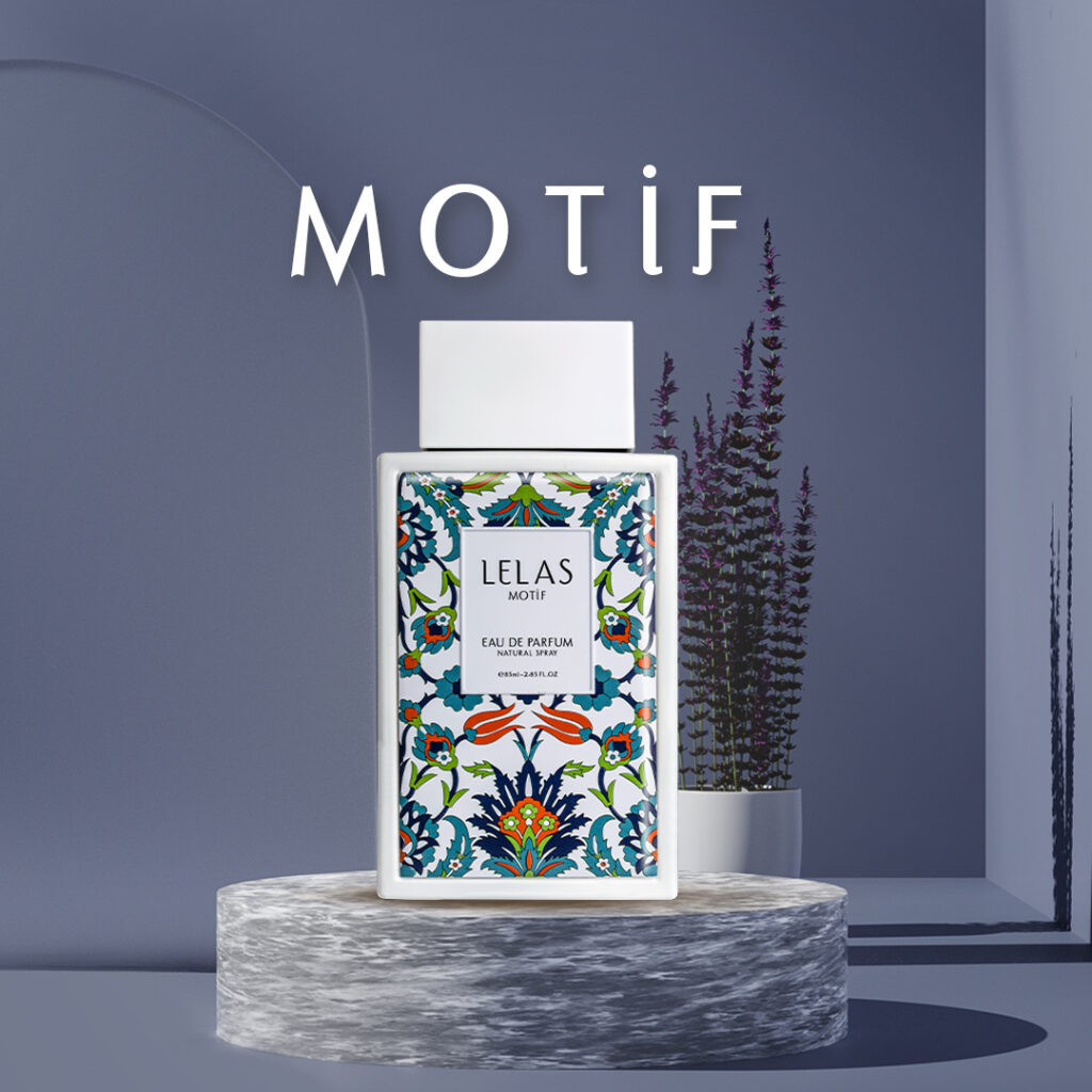 MOTIF Eau De Parfum by LELAS – A timeless, unisex fragrance that blends citrus, florals, and earthy notes.